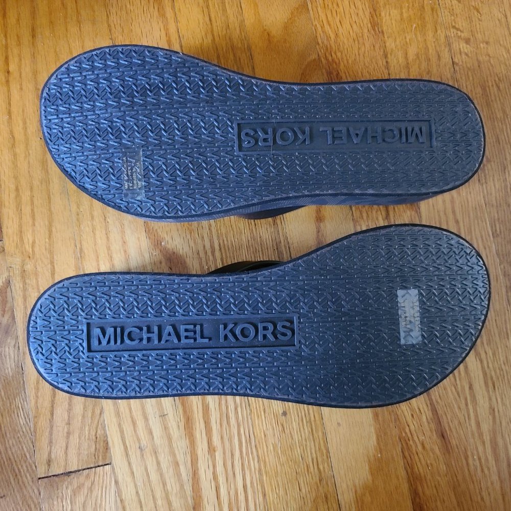 2 for $50 - Michael Kors - Women’s size 9 Brown Logo Wedge Flip Flops - Picture 4 of 11